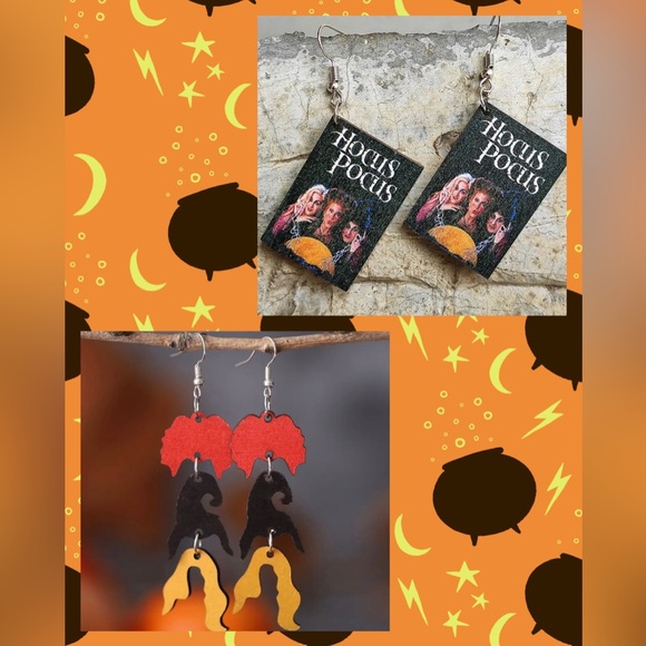 Fourty Dreams Boutique Jewelry - New 2 pair of Hocus Pocus Halloween wooden earrings